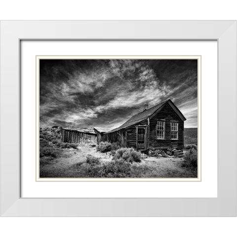 BandW Desert View III White Modern Wood Framed Art Print with Double Matting by Drost, David