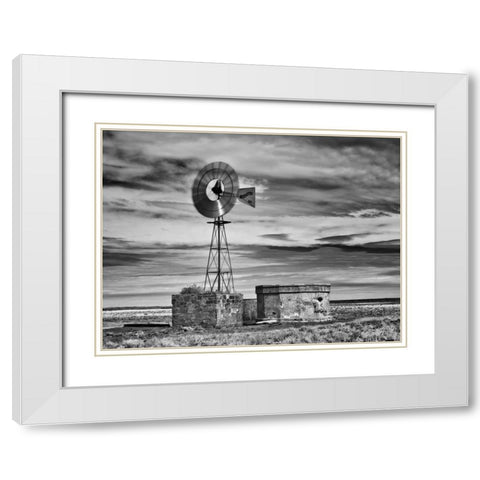 BandW Desert View VI White Modern Wood Framed Art Print with Double Matting by Drost, David