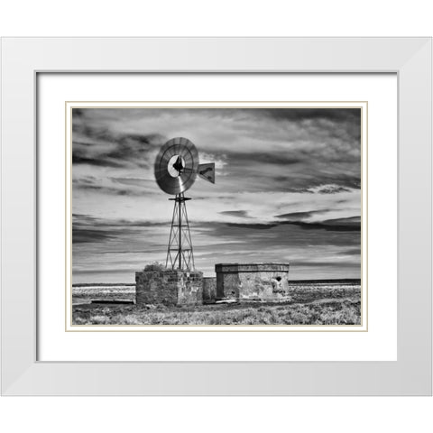 BandW Desert View VI White Modern Wood Framed Art Print with Double Matting by Drost, David