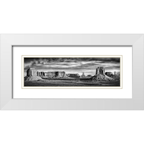 BandW Desert View VII White Modern Wood Framed Art Print with Double Matting by Drost, David