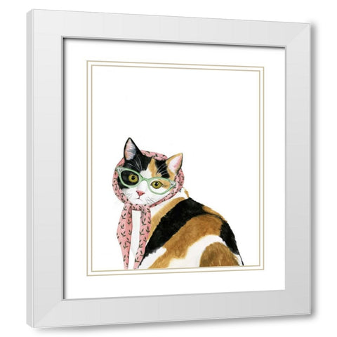 Cool Cat I White Modern Wood Framed Art Print with Double Matting by Popp, Grace