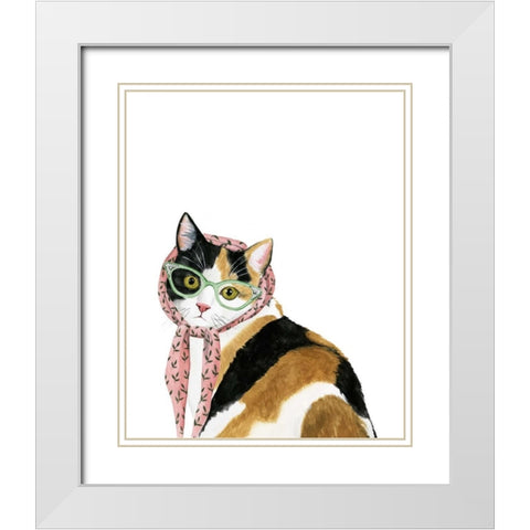 Cool Cat I White Modern Wood Framed Art Print with Double Matting by Popp, Grace