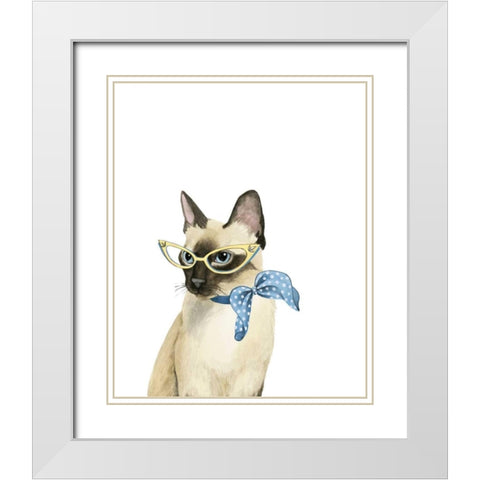 Cool Cat II White Modern Wood Framed Art Print with Double Matting by Popp, Grace