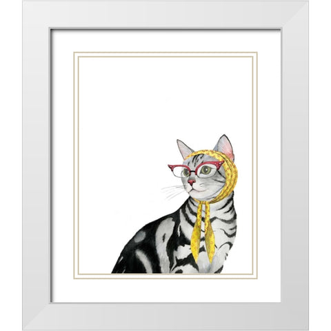 Cool Cat III White Modern Wood Framed Art Print with Double Matting by Popp, Grace