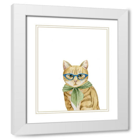 Cool Cat IV White Modern Wood Framed Art Print with Double Matting by Popp, Grace