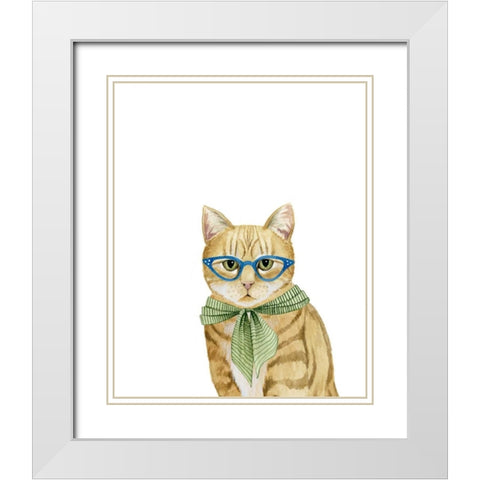 Cool Cat IV White Modern Wood Framed Art Print with Double Matting by Popp, Grace
