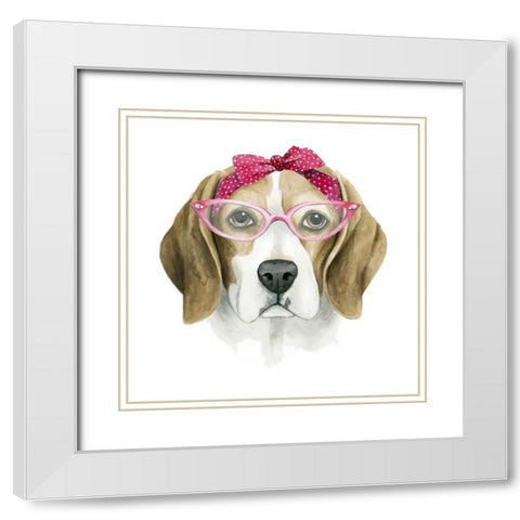 Vintage Pup I White Modern Wood Framed Art Print with Double Matting by Popp, Grace