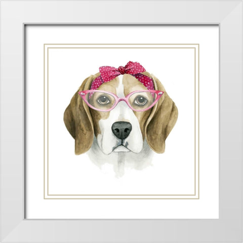 Vintage Pup I White Modern Wood Framed Art Print with Double Matting by Popp, Grace