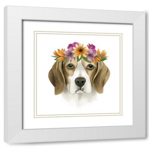 Flower Crown Pup IV White Modern Wood Framed Art Print with Double Matting by Popp, Grace