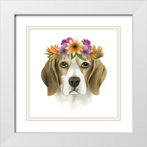 Flower Crown Pup IV White Modern Wood Framed Art Print with Double Matting by Popp, Grace