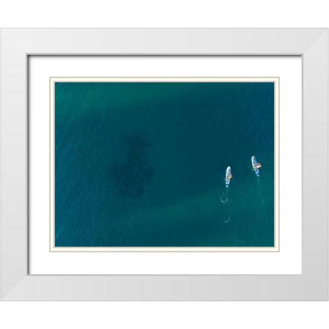 Hawaii View V White Modern Wood Framed Art Print with Double Matting by Mead, Adam