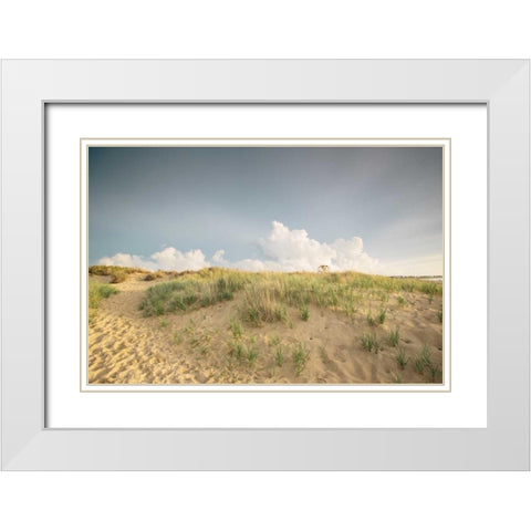 First Landing Dunes V White Modern Wood Framed Art Print with Double Matting by Mead, Adam