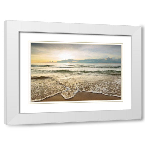 First Landing-Sea II White Modern Wood Framed Art Print with Double Matting by Mead, Adam