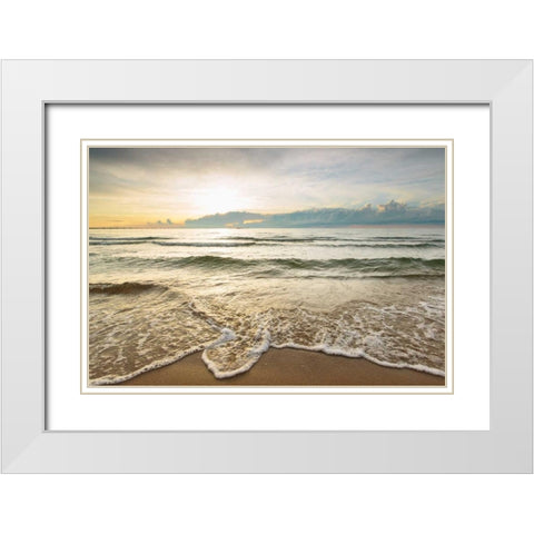 First Landing-Sea II White Modern Wood Framed Art Print with Double Matting by Mead, Adam