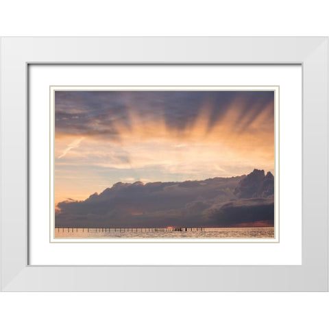 First Landing-Sea III White Modern Wood Framed Art Print with Double Matting by Mead, Adam