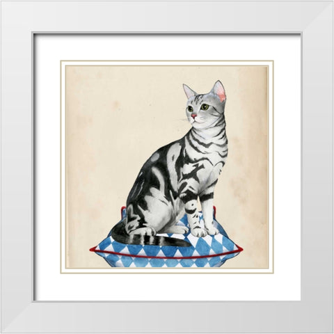 Lady Cat I White Modern Wood Framed Art Print with Double Matting by Popp, Grace