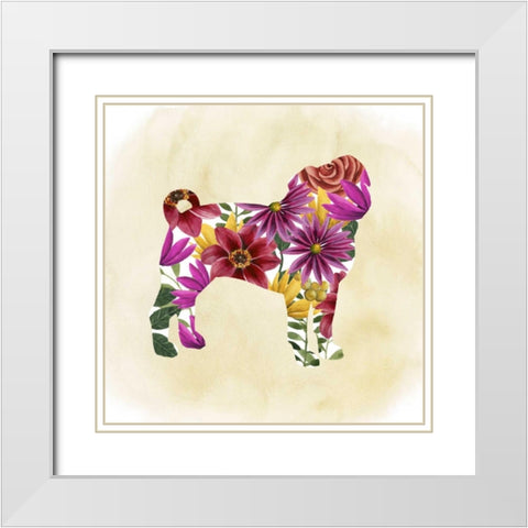 Flower Power Pup III White Modern Wood Framed Art Print with Double Matting by Popp, Grace
