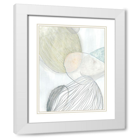 Sea Pebbles I White Modern Wood Framed Art Print with Double Matting by Vess, June Erica