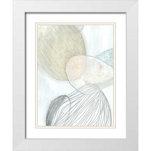 Sea Pebbles I White Modern Wood Framed Art Print with Double Matting by Vess, June Erica