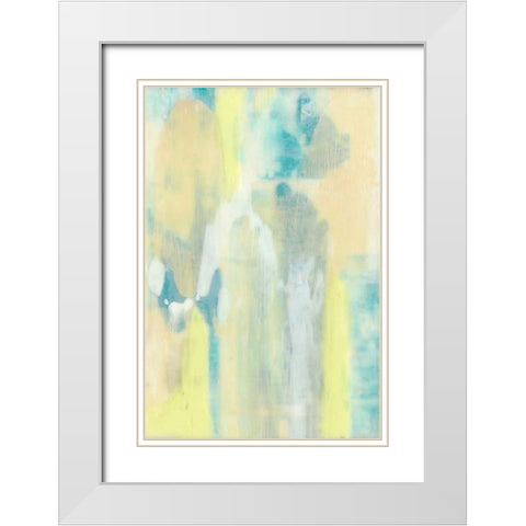 Turquoise Transparency II White Modern Wood Framed Art Print with Double Matting by Goldberger, Jennifer