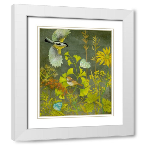 Birding II White Modern Wood Framed Art Print with Double Matting by Zarris, Chariklia