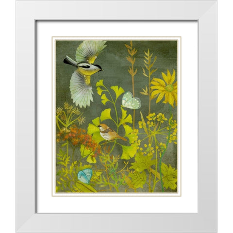 Birding II White Modern Wood Framed Art Print with Double Matting by Zarris, Chariklia