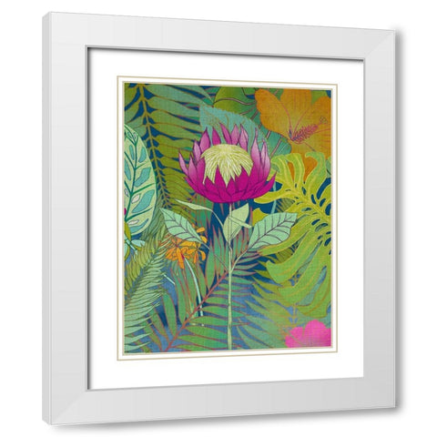 Tropical Tapestry I White Modern Wood Framed Art Print with Double Matting by Zarris, Chariklia