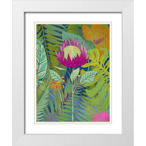Tropical Tapestry I White Modern Wood Framed Art Print with Double Matting by Zarris, Chariklia