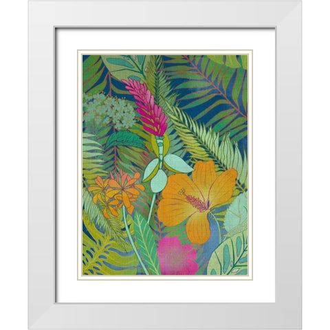 Tropical Tapestry II White Modern Wood Framed Art Print with Double Matting by Zarris, Chariklia