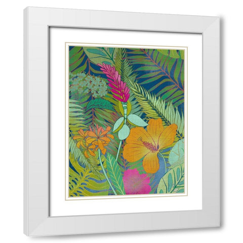 Tropical Tapestry II White Modern Wood Framed Art Print with Double Matting by Zarris, Chariklia