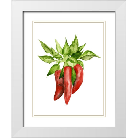 Watercolor Veggie II White Modern Wood Framed Art Print with Double Matting by McCavitt, Naomi
