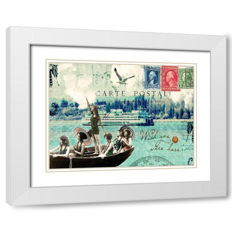 Wish You Were Here White Modern Wood Framed Art Print with Double Matting by Lloyd, Sandy