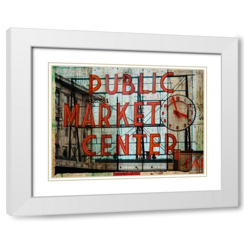 Public Market White Modern Wood Framed Art Print with Double Matting by Lloyd, Sandy