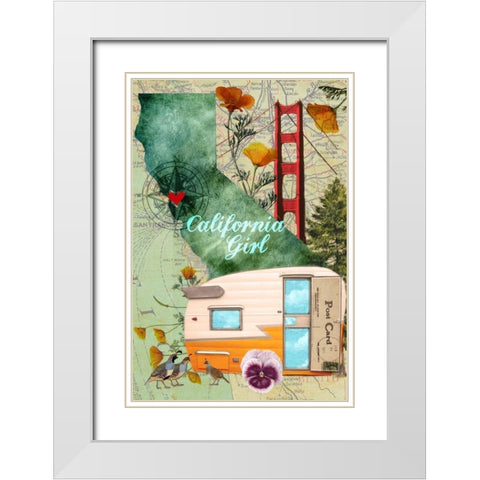 CA Girl White Modern Wood Framed Art Print with Double Matting by Lloyd, Sandy
