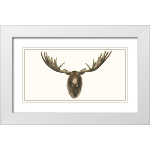 Moose Bust White Modern Wood Framed Art Print with Double Matting by Popp, Grace