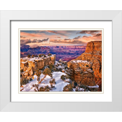 Snowy Grand Canyon V White Modern Wood Framed Art Print with Double Matting by Drost, David