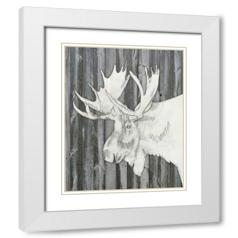 Barnwood Lodge Sketch I White Modern Wood Framed Art Print with Double Matting by Goldberger, Jennifer