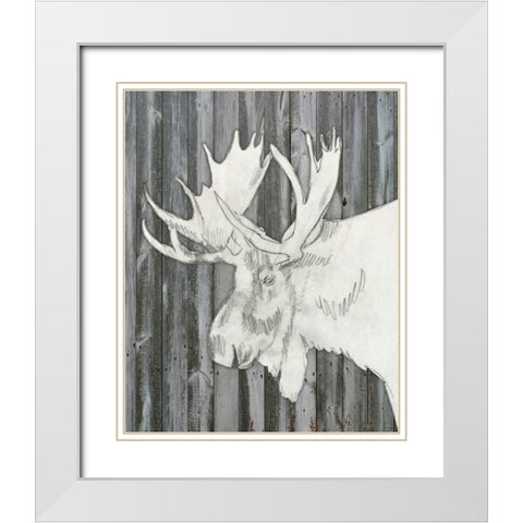 Barnwood Lodge Sketch I White Modern Wood Framed Art Print with Double Matting by Goldberger, Jennifer