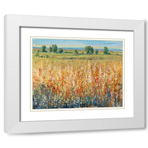 Gold and Red Field II White Modern Wood Framed Art Print with Double Matting by OToole, Tim