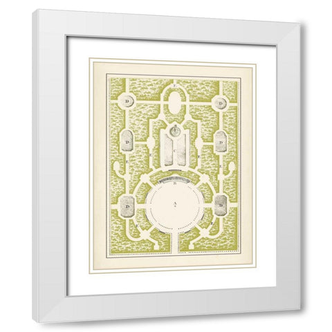Green Garden Maze I White Modern Wood Framed Art Print with Double Matting by Blondel, J.F.