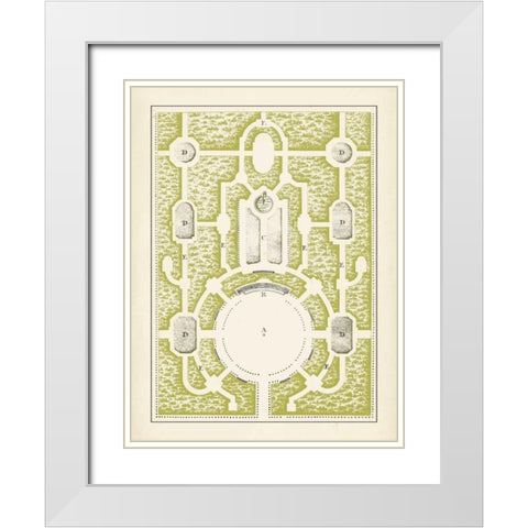 Green Garden Maze I White Modern Wood Framed Art Print with Double Matting by Blondel, J.F.