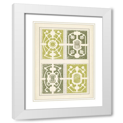 Green Garden Maze II White Modern Wood Framed Art Print with Double Matting by Blondel, J.F.