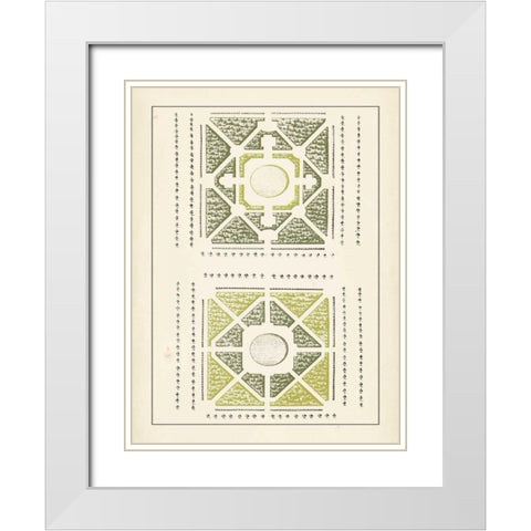 Green Garden Maze IV White Modern Wood Framed Art Print with Double Matting by Blondel, J.F.