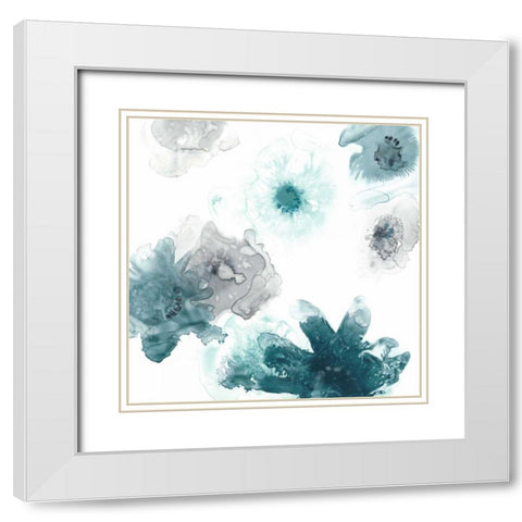 Floating Indigo I White Modern Wood Framed Art Print with Double Matting by Vess, June Erica