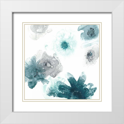 Floating Indigo I White Modern Wood Framed Art Print with Double Matting by Vess, June Erica