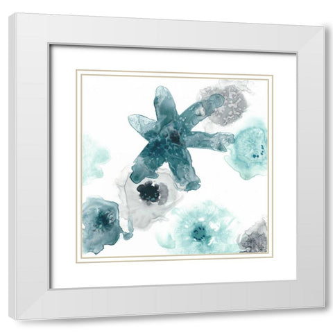 Floating Indigo II White Modern Wood Framed Art Print with Double Matting by Vess, June Erica