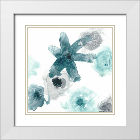 Floating Indigo II White Modern Wood Framed Art Print with Double Matting by Vess, June Erica