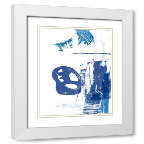 Blue Scribbles I White Modern Wood Framed Art Print with Double Matting by Vision Studio