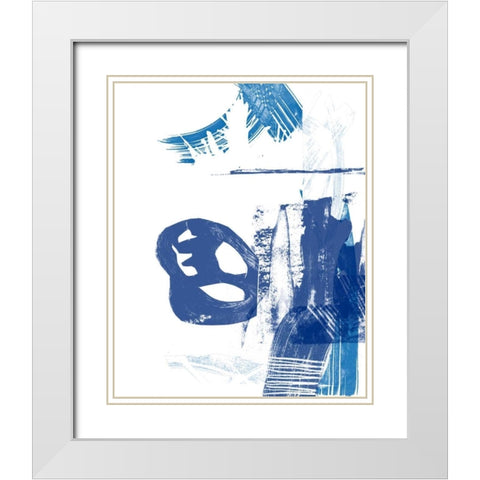 Blue Scribbles I White Modern Wood Framed Art Print with Double Matting by Vision Studio