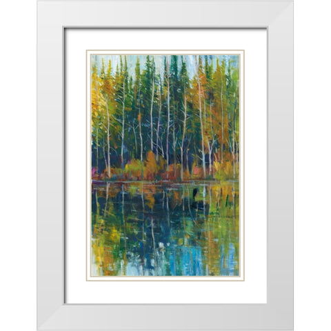 Pine Reflection I White Modern Wood Framed Art Print with Double Matting by OToole, Tim